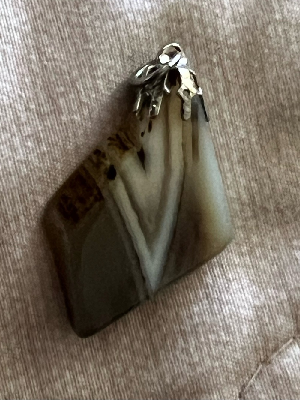 DIAMOND MONTANA Agate Pendant Necklace with Silver Bail OVER 1 inch